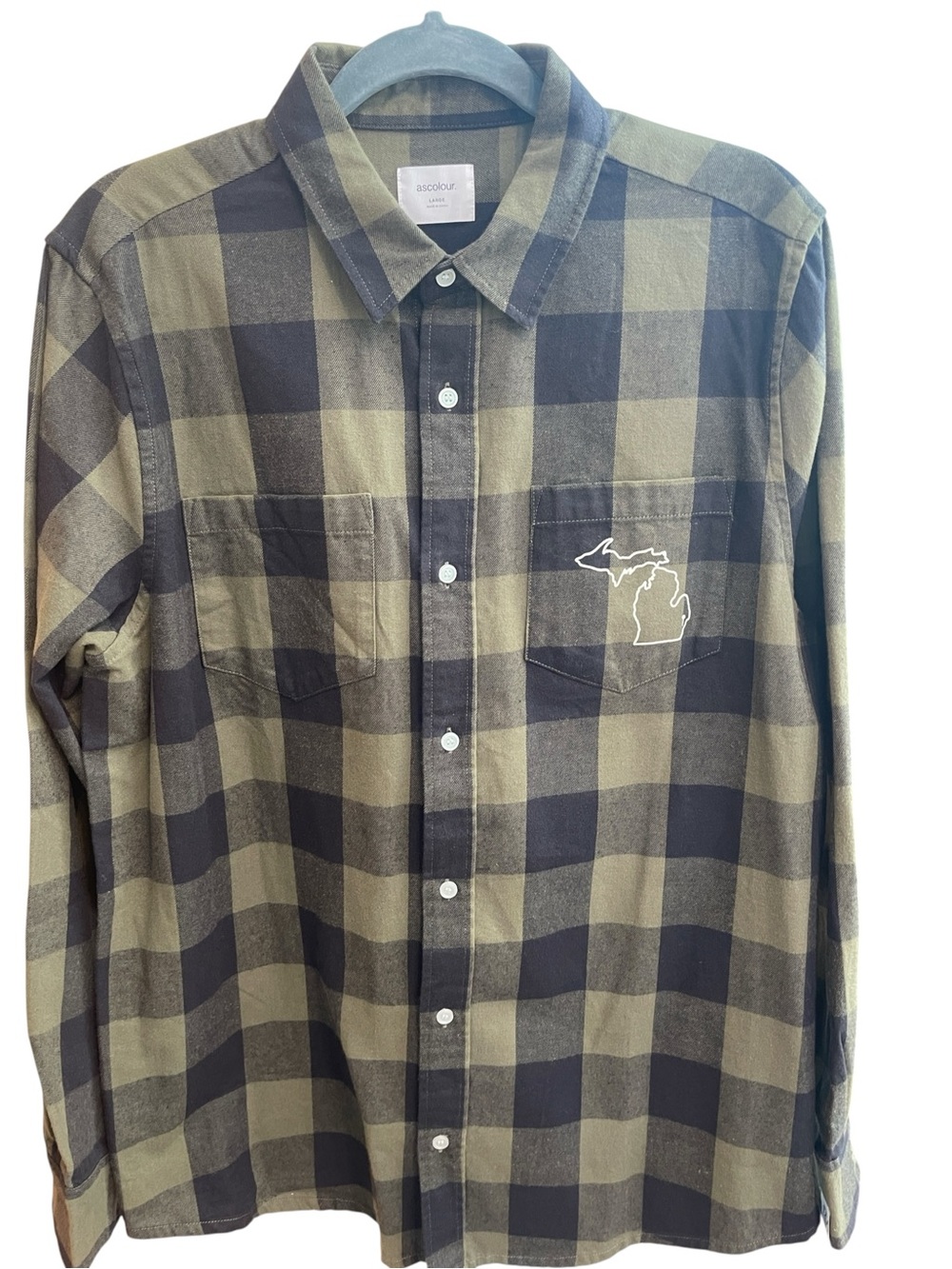 ascolour Plaid Button Down in Green & Black Large Like New